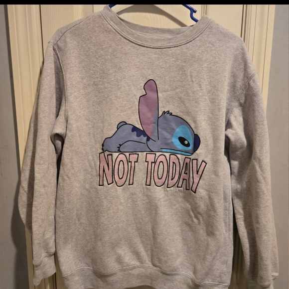 Freeze Tops - Disney Gray Womens Sweatshirt with Blue Stitch Design